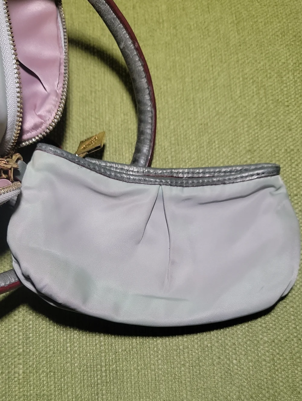 MZ Wallace Light Gray Nylon Shoulder Bag with Dark Gray Handles